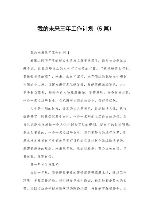 我的未来三年工作计划(5篇)