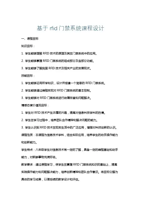 基于rfid门禁系统课程设计