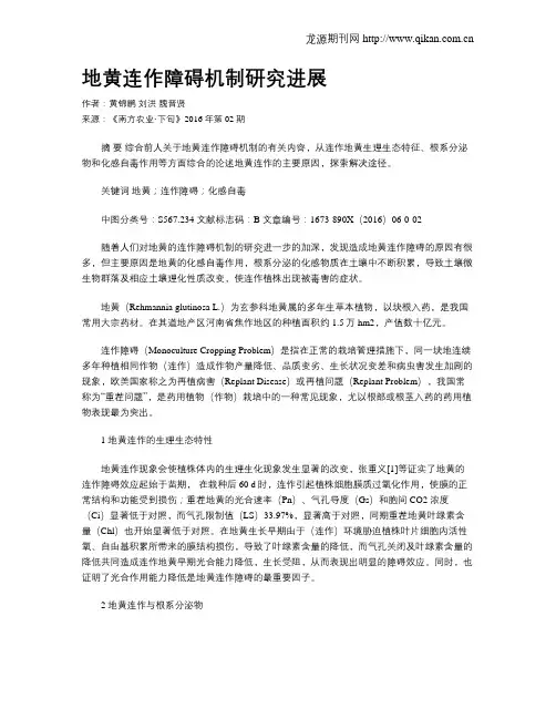 地黄连作障碍机制研究进展