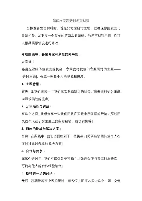 第四次专题研讨发言材料