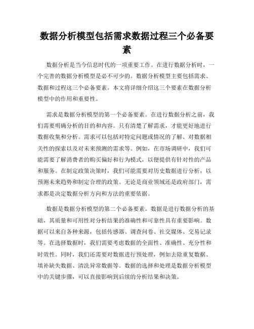 数据分析模型包括需求数据过程三个必备要素