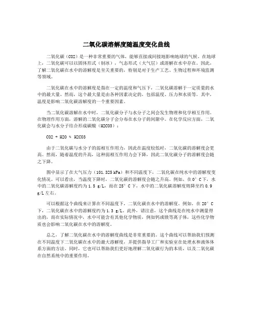 二氧化碳溶解度随温度变化曲线