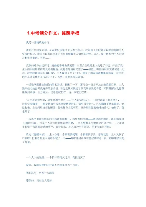 中考优秀作文范文5篇