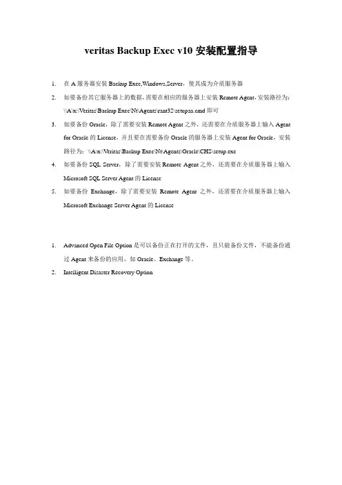 veritas Backup Exec v10安装配置指导