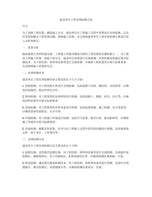 建设单位工程实体检测方案