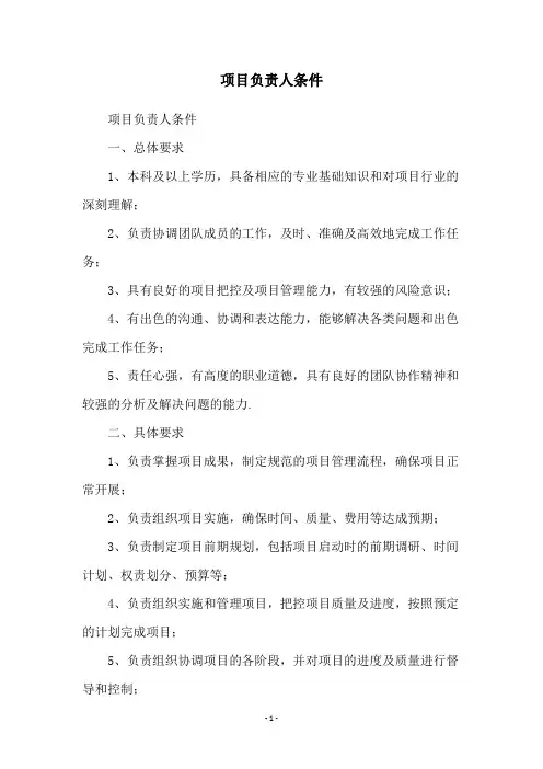项目负责人条件