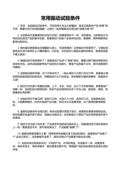 常用振动试验条件