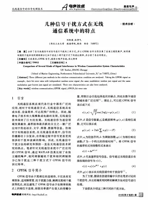 几种信号干扰方式在无线通信系统中的特点