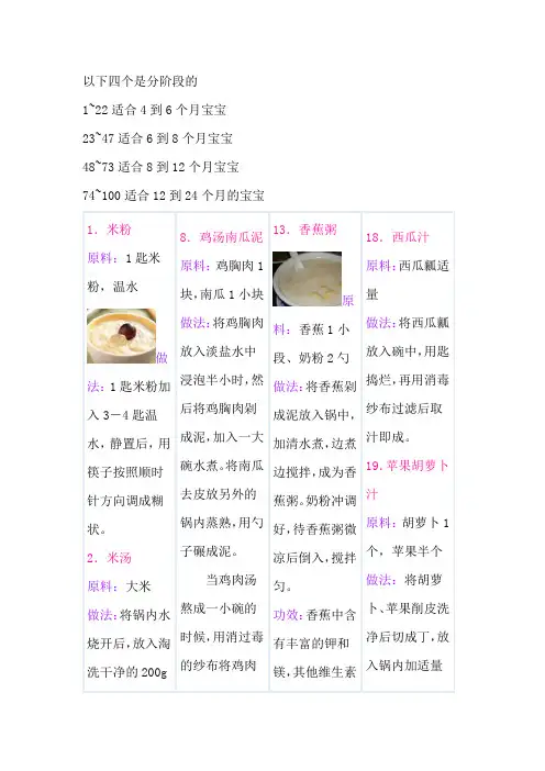 4-24个月宝宝辅食100种