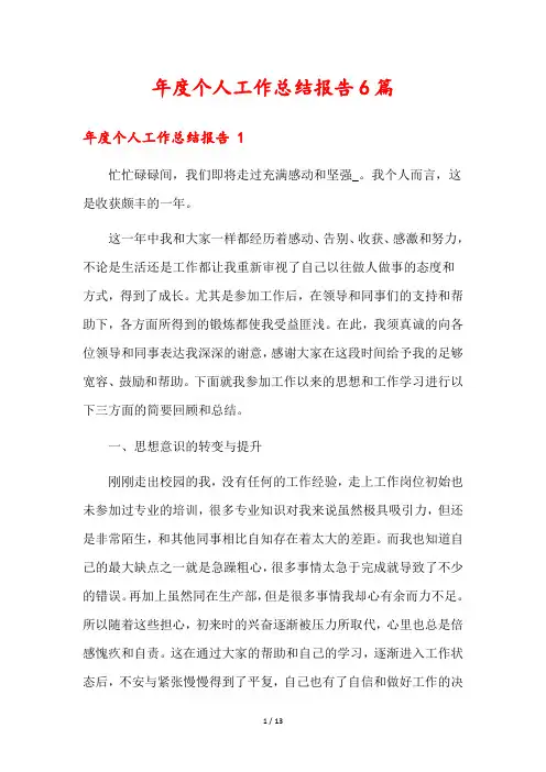 年度个人工作总结报告6篇