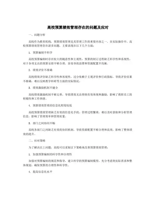 高校预算绩效管理存在的问题及应对