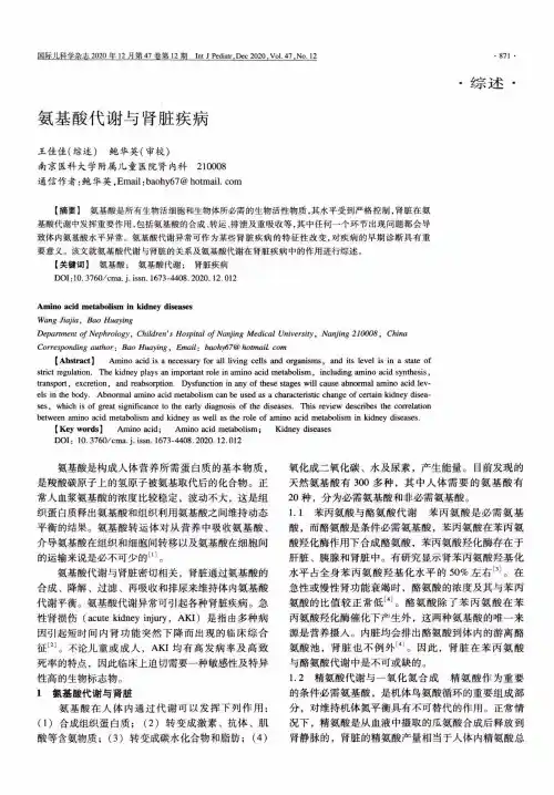 氨基酸代谢与肾脏疾病
