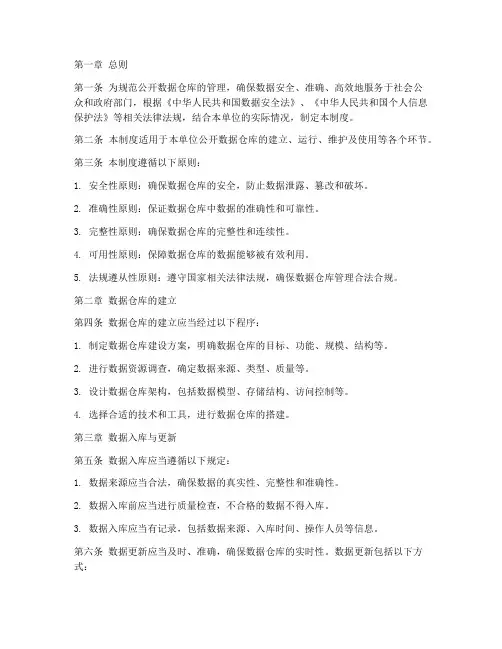 公开数据仓库管理制度范本