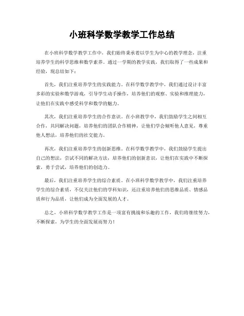 小班科学数学教学工作总结