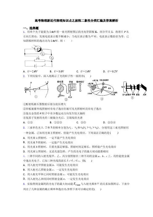 高考物理新近代物理知识点之波粒二象性分类汇编及答案解析