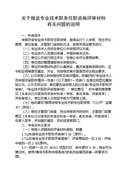 职称评审说明书