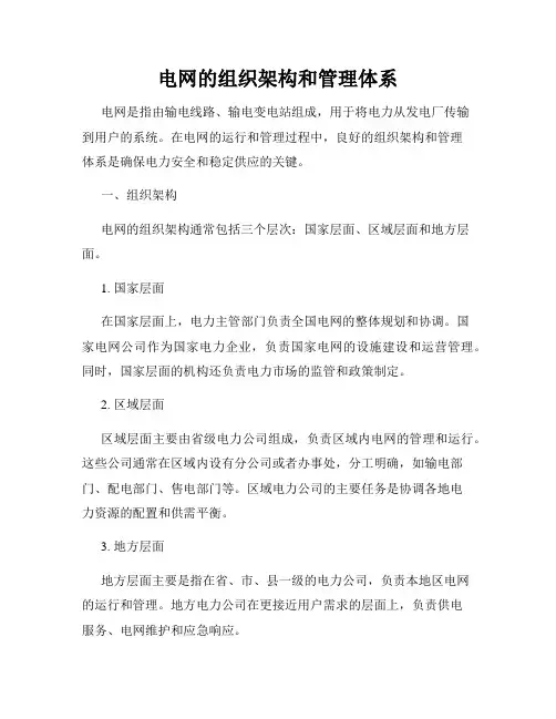 电网的组织架构和管理体系