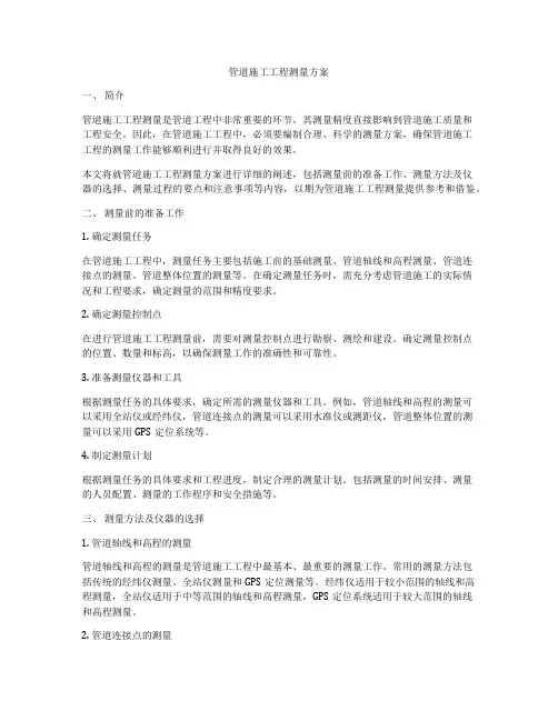 管道施工工程测量方案