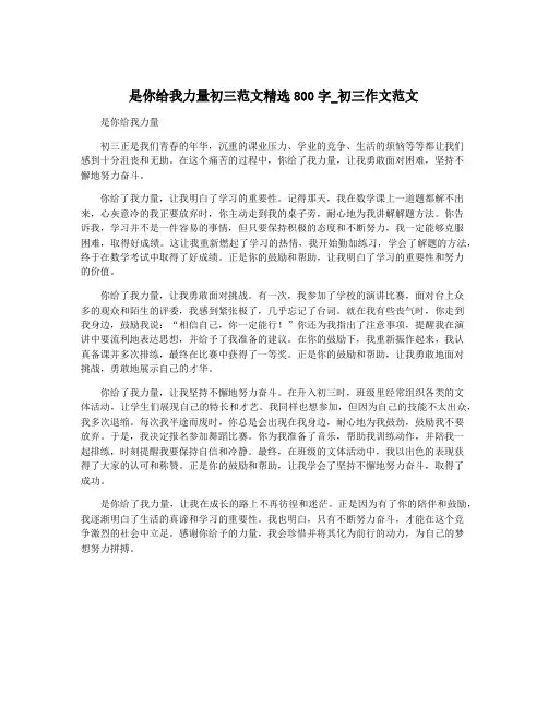 是你给我力量初三范文精选800字_初三作文范文
