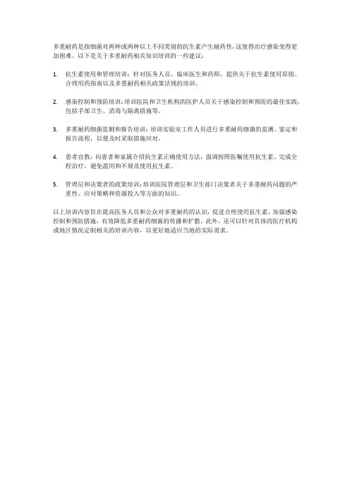 多重耐药相关知识培训