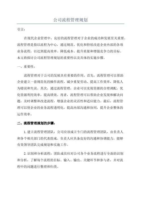 公司流程管理规划