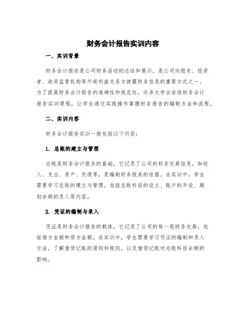 财务会计报告实训内容