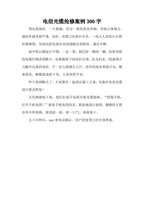电信光缆抢修案例300字