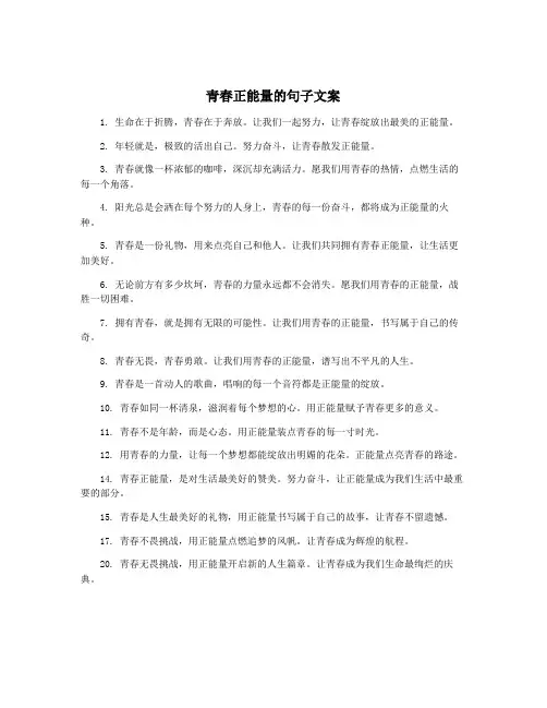 青春正能量的句子文案