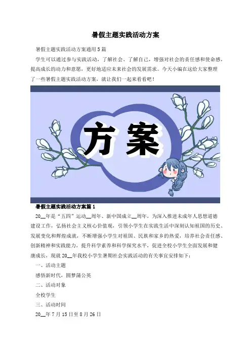 暑假主题实践活动方案