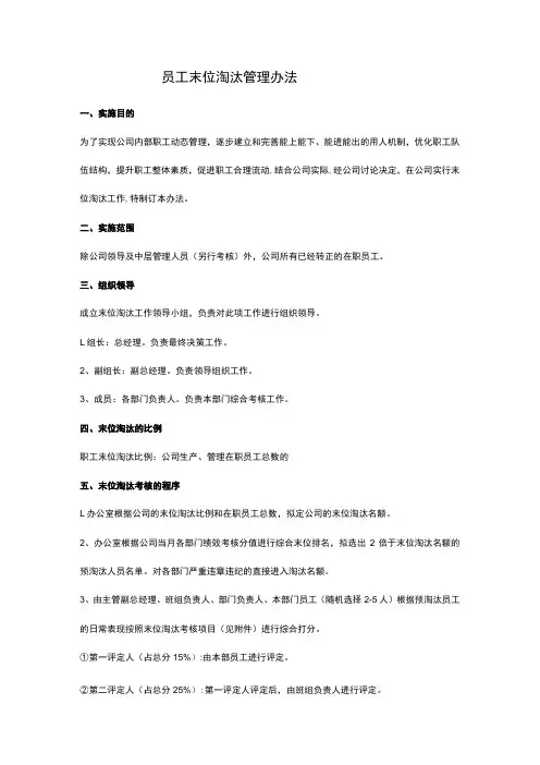 员工末位淘汰管理办法