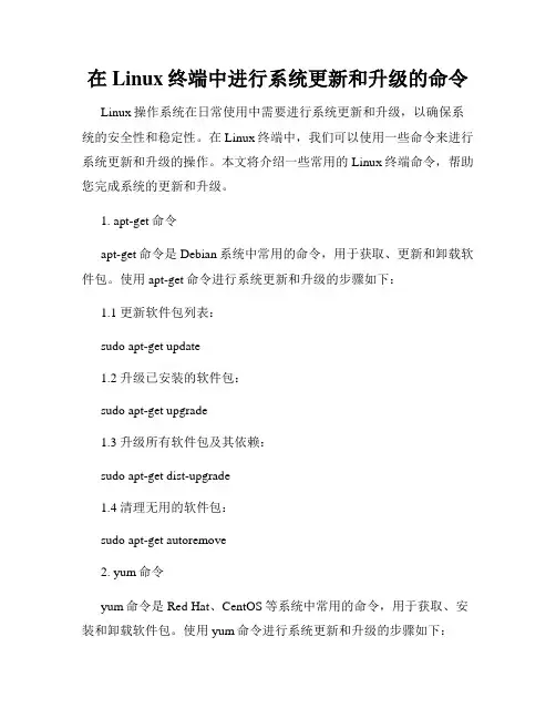 在Linux终端中进行系统更新和升级的命令
