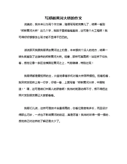 写郑新黄河大桥的作文
