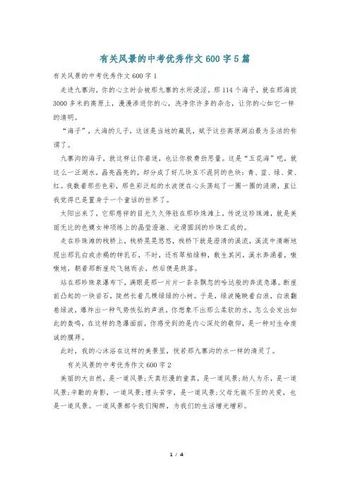 有关风景的中考优秀作文600字5篇