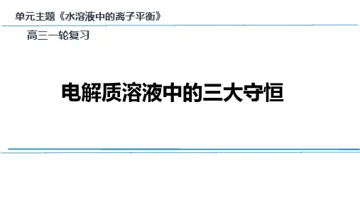 2025届高三化学一轮复习,电解质溶液中的三大守恒