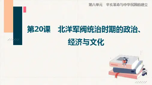 高一历史课件： 第20课 北洋军阀统治时期的政治、经济与文化