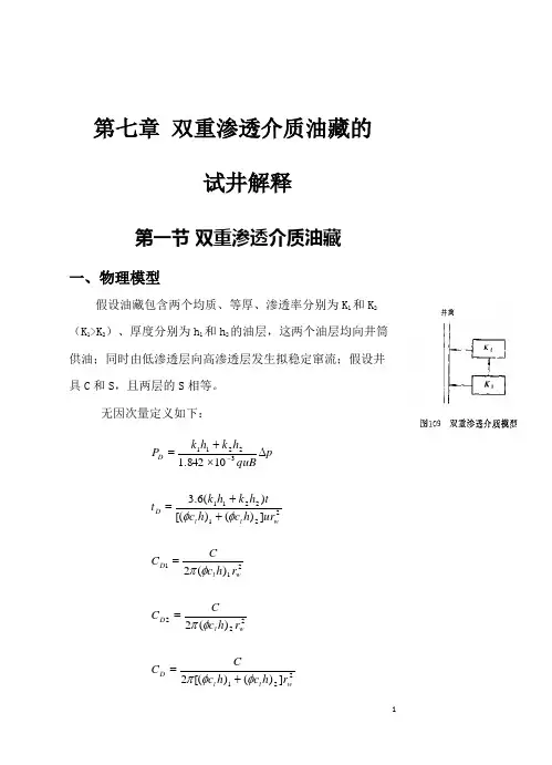 第七章 双重渗透介质油藏的试井解释