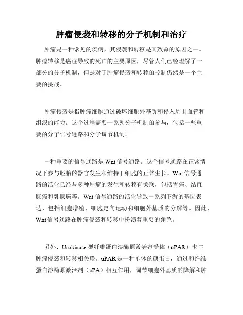 肿瘤侵袭和转移的分子机制和治疗