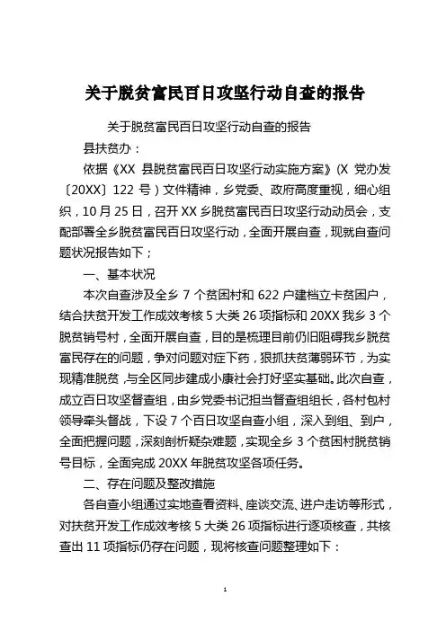 关于脱贫富民百日攻坚行动自查的报告