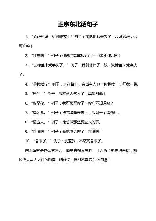 正宗东北话句子