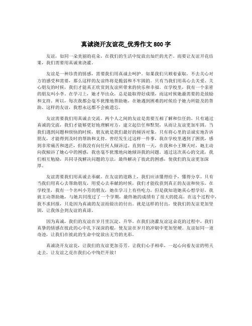真诚浇开友谊花_优秀作文800字