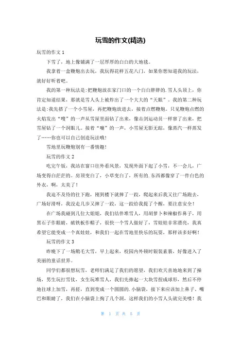 玩雪的作文(精选)
