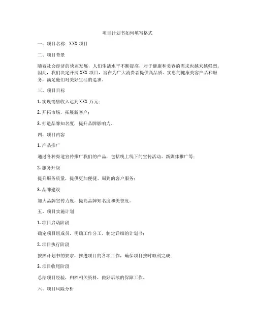 项目计划书如何填写格式