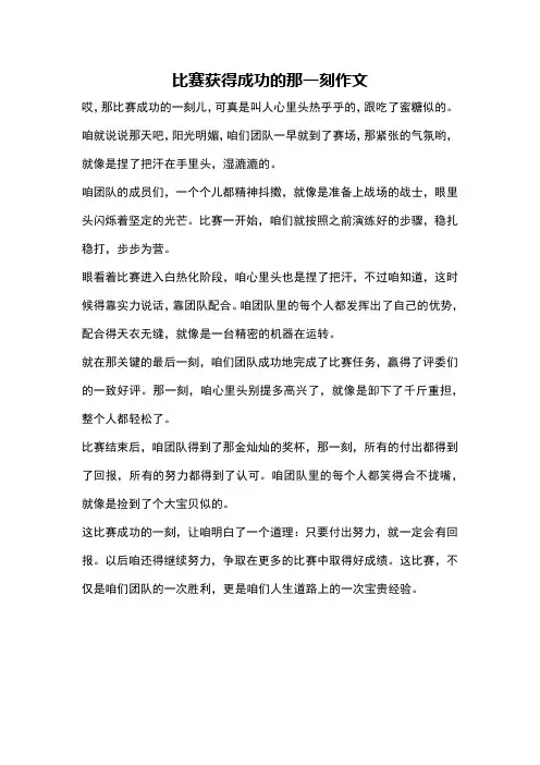 比赛获得成功的那一刻作文