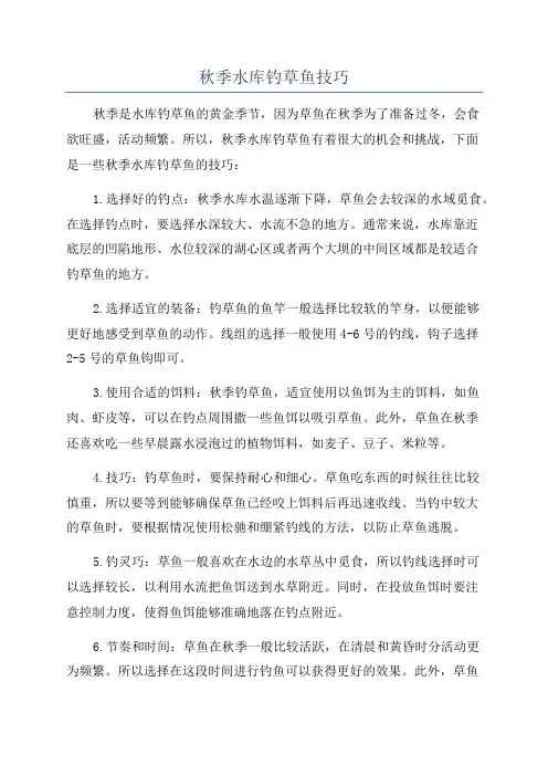秋季水库钓草鱼技巧
