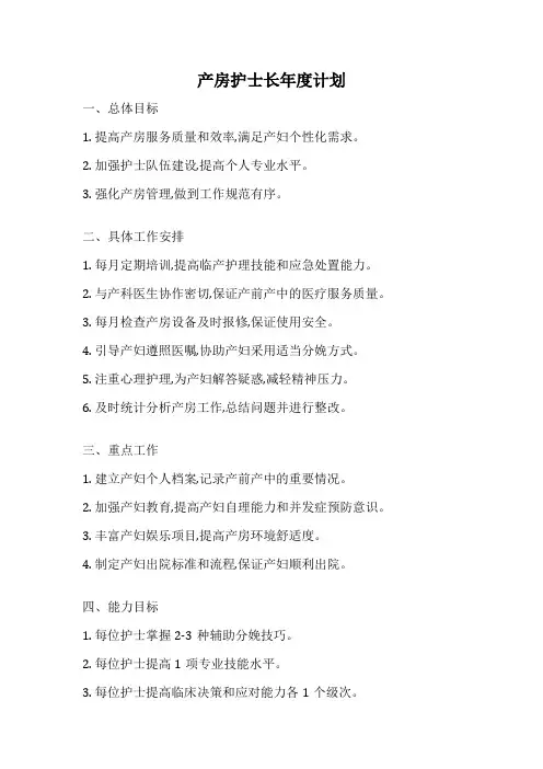 产房护士长年度计划