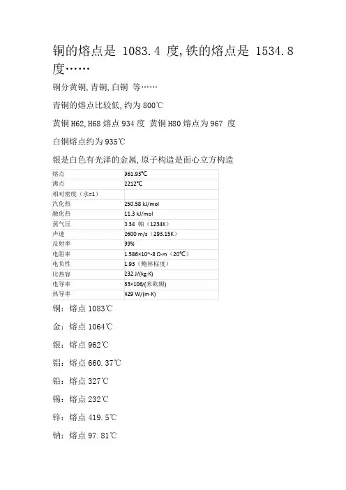 金属的熔点