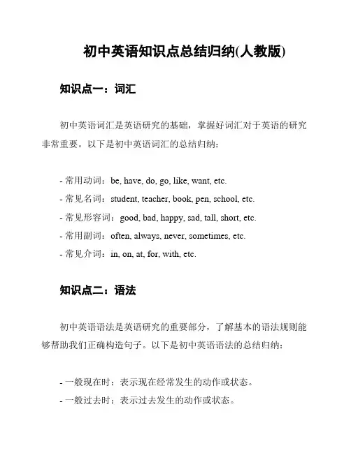 初中英语知识点总结归纳(人教版)
