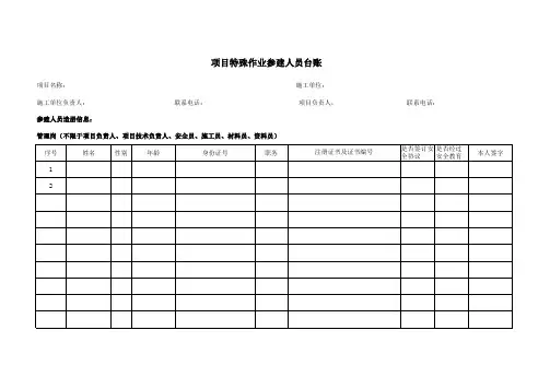 施工单位作业人员台账