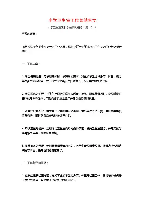 小学卫生室工作总结例文2篇