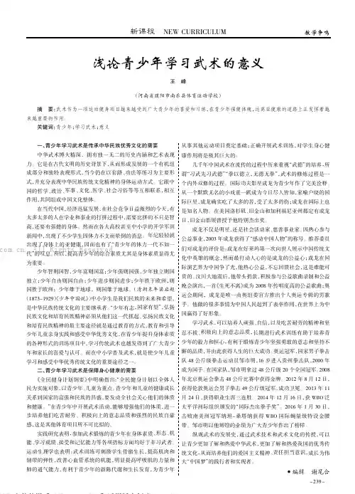 浅论青少年学习武术的意义